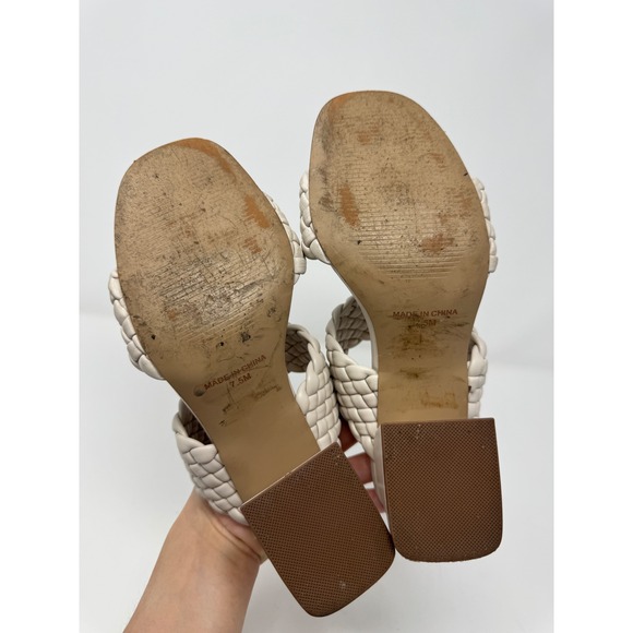 Steve Madden Daphnee Bone White Woven Heeled Sandals - Picture 6 of 6